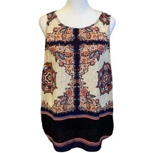 41 Hawthorne Dress tank. Size M. Navy, cream & pinks floral pattern.